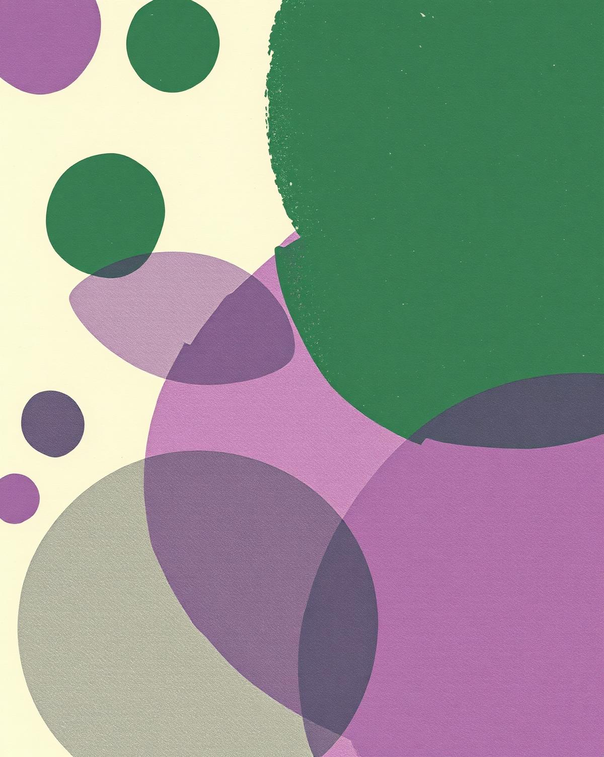 Abstract risograph print in forest green and violet